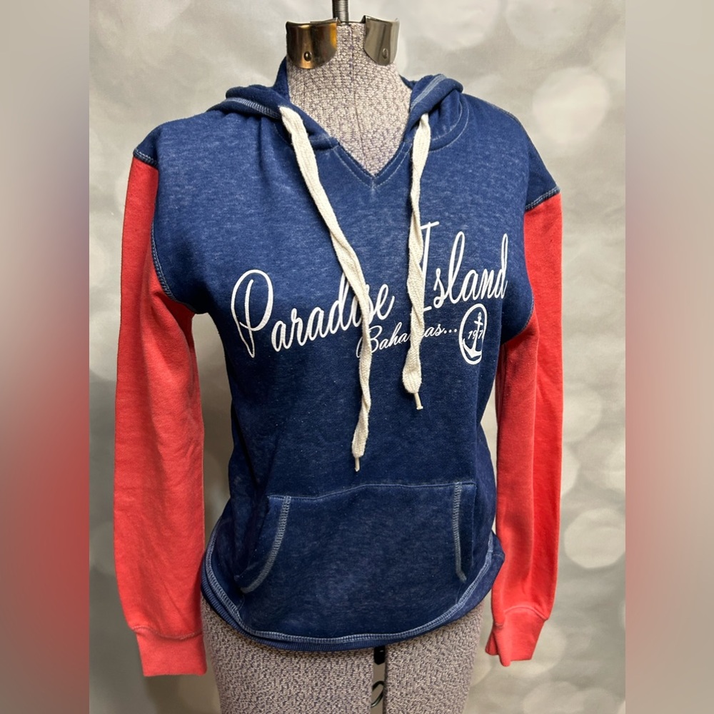 U. S. Vintage Paradise Island Bahamas hooded baseball jersey sweatshirt